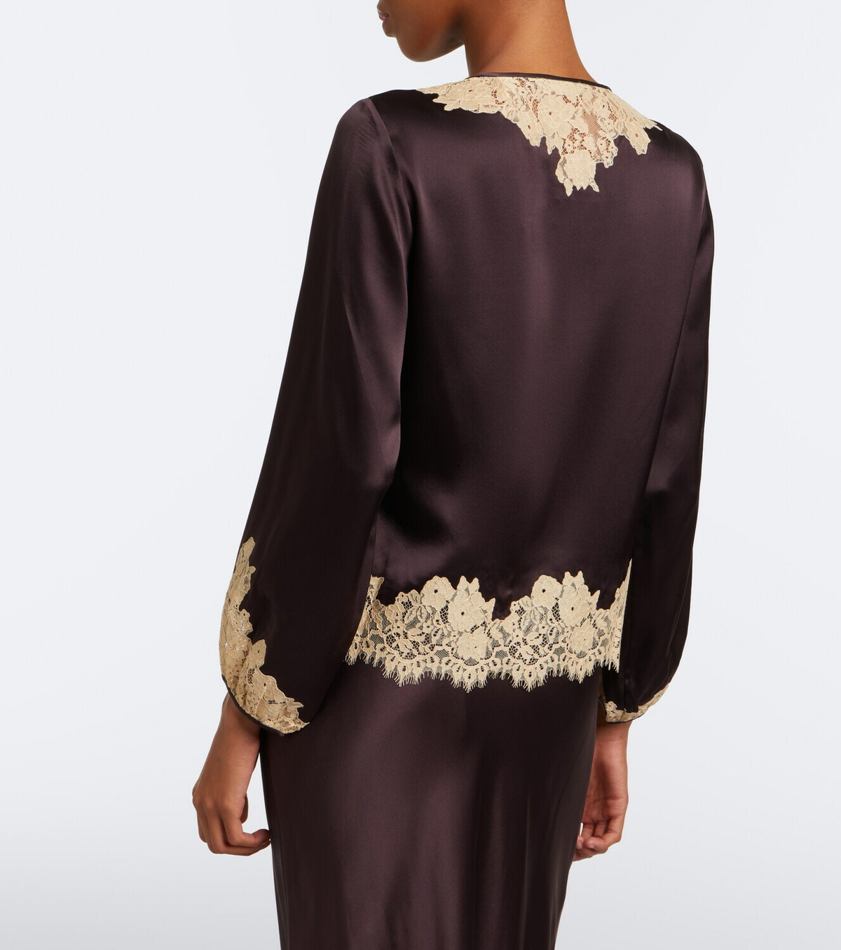 Dôen Lucine lace-trimmed silk satin blouse