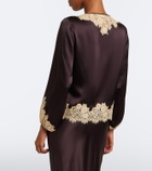 Dôen Lucine lace-trimmed silk satin blouse
