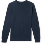 Theory - Riland Cotton-Blend Piqué Sweater - Blue