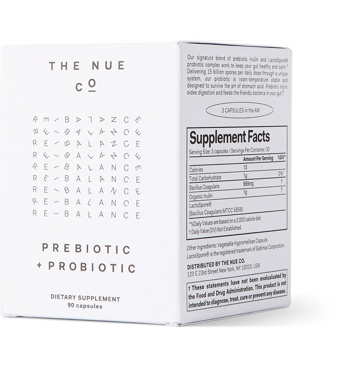 The Nue Co. - Prebiotic Probiotic, 90 Capsules - Colorless