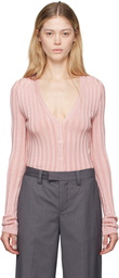 GUIZIO Pink Slinky Rib Cardigan