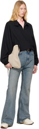 AURALEE Black Super Fine Tropical Wool Zip Jacket