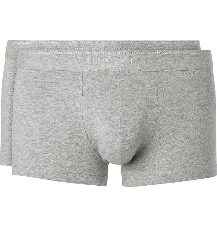 Photo: Sunspel - Two-Pack Stretch-Cotton Boxer Briefs - Gray