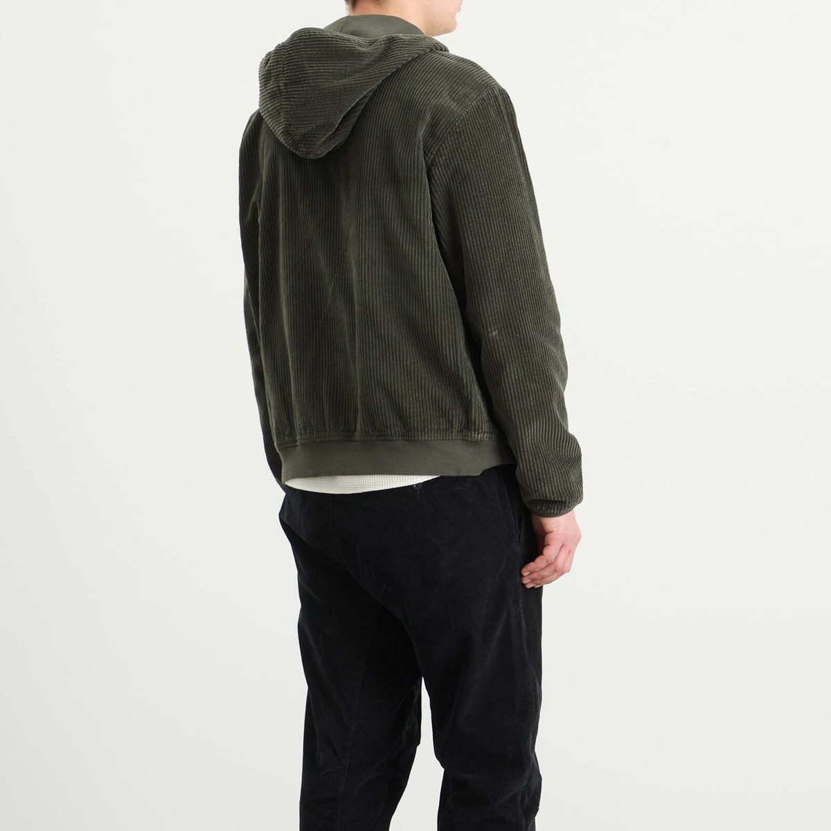 C.P. Company Men's Corduroy Lens Zip Hoodie in Dark Shadow