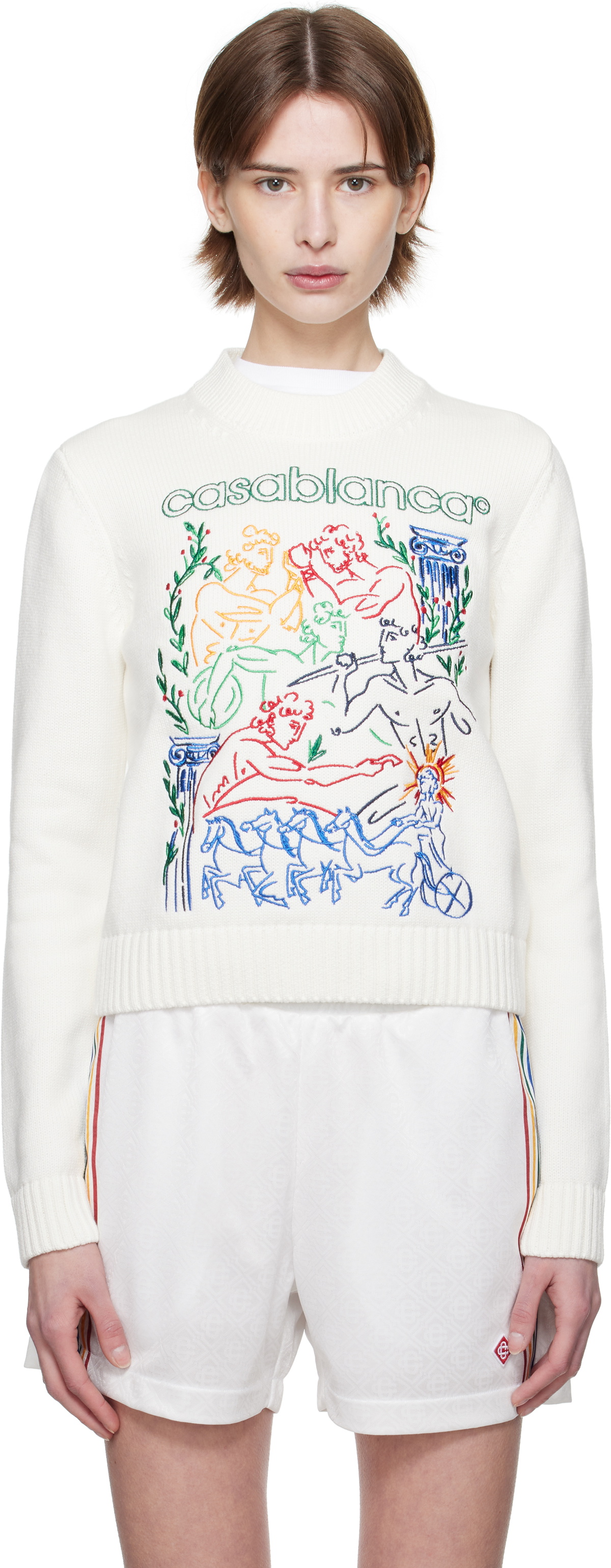 Casablanca White Embroidered Sweater