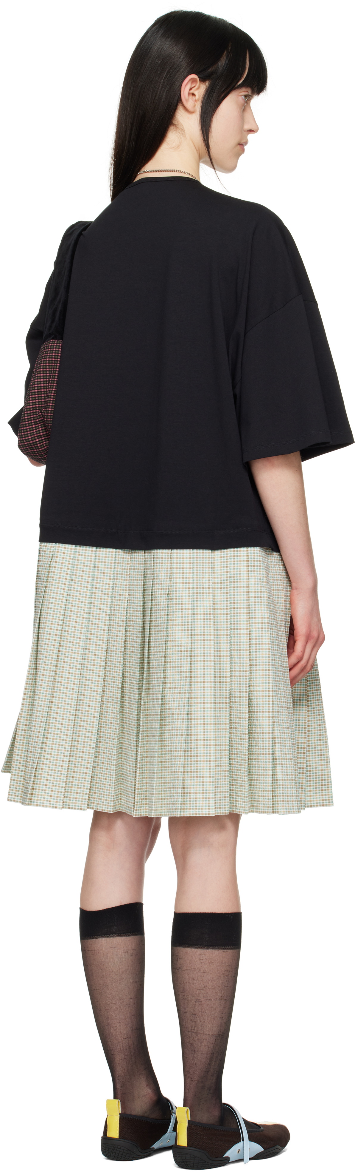 Chopova Lowena Black & Green Saltos Kilt Midi Dress Chopova