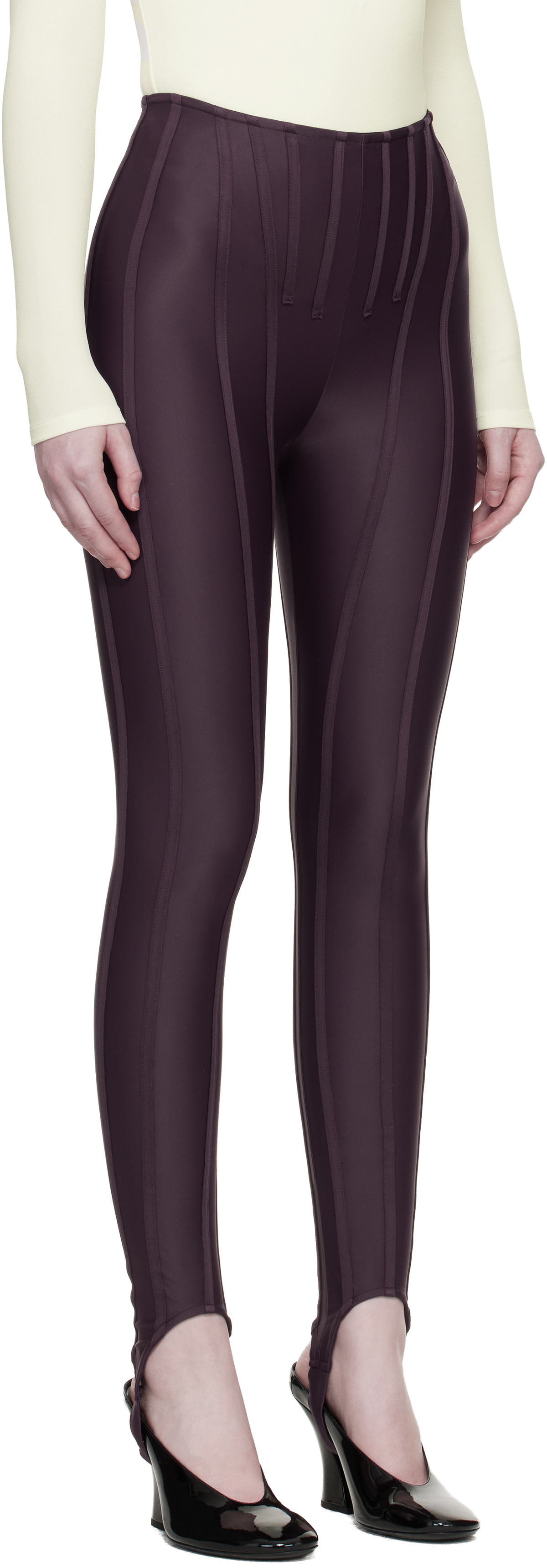 Mugler Burgundy Corseted Leggings