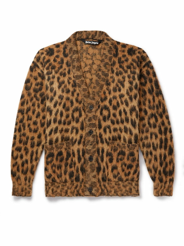 Photo: Palm Angels - Brushed Jacquard-Knit Cardigan - Animal print