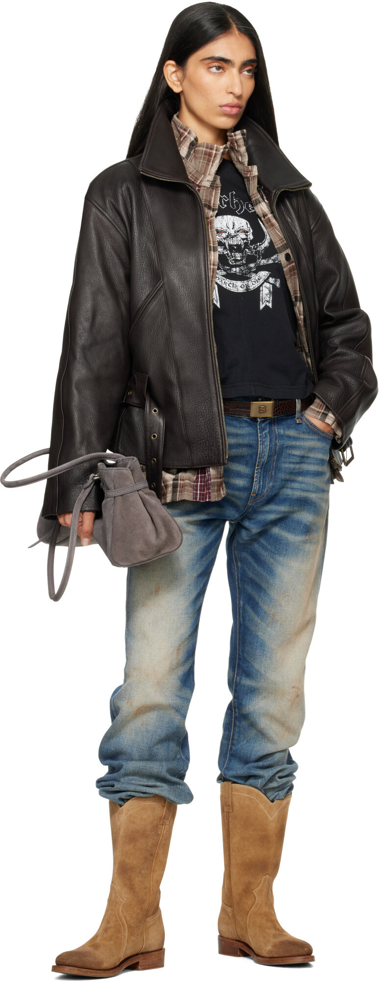 MARGESHERWOOD Gray Soft 'Grandma' Shoulder Bag