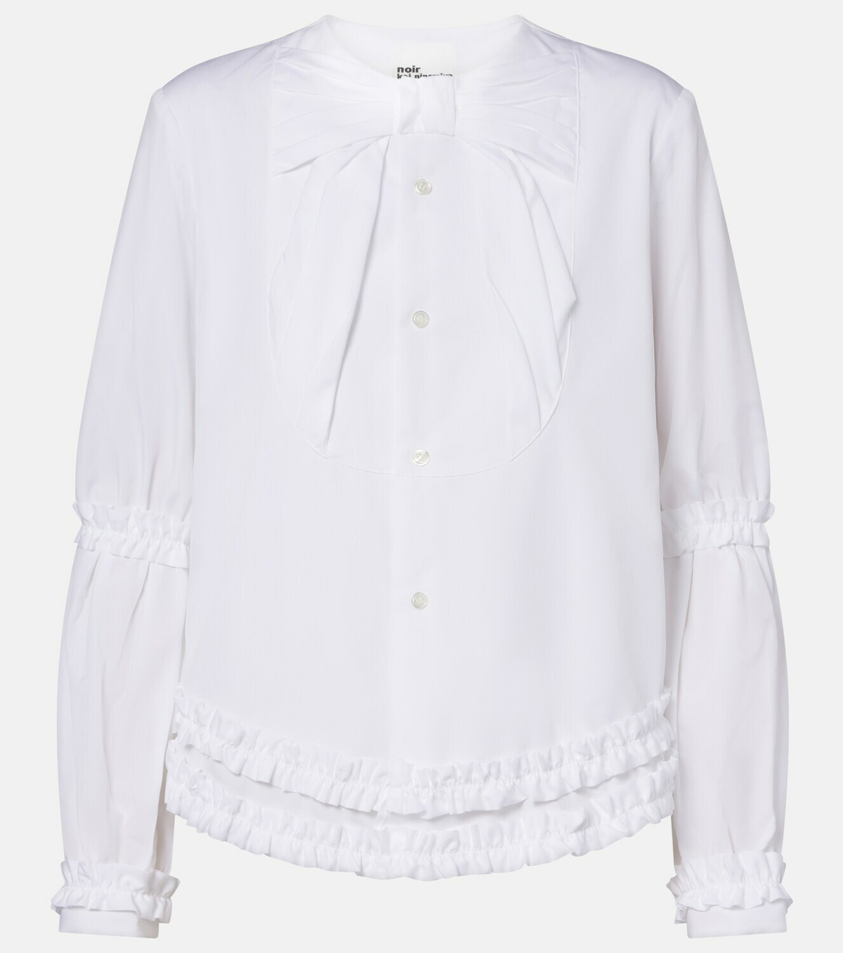 Noir Kei Ninomiya Bow-detail ruffled cotton poplin shirt