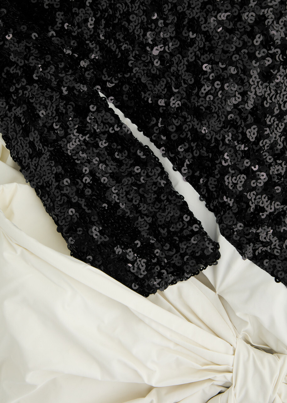 Rotate Sunday Bow-embellished Sequin Mini Dress Black ROTATE Birger Christensen Rotate Sunday Bow-embellished Sequin Mini Dress Black ROTATE Birger Christensen