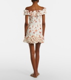 Agua by Agua Bendita Jardin printed off-shoulder linen minidress