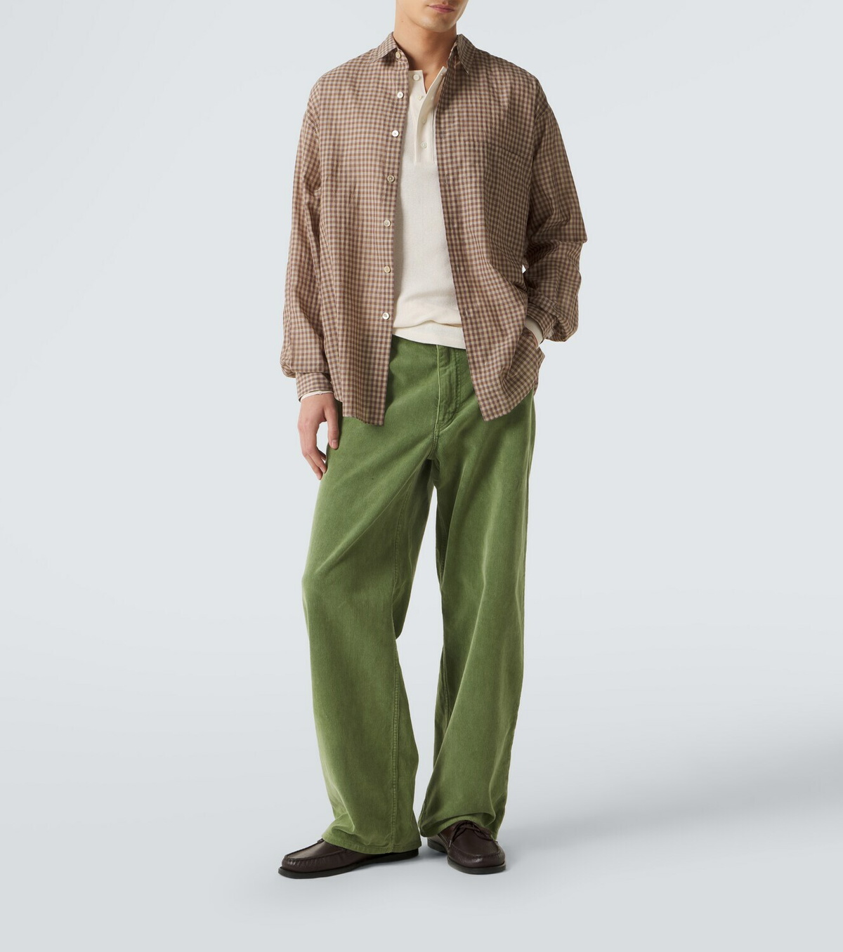 Auralee Ribbed-knit cotton Henley shirt