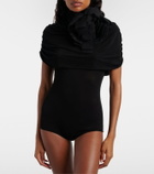 Magda Butrym Floral-appliqué caped bodysuit