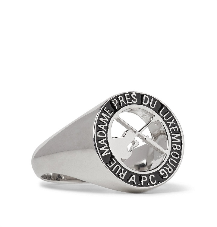 Photo: A.P.C. - Benoit Silver-Tone and Enamel Signet Ring - Silver
