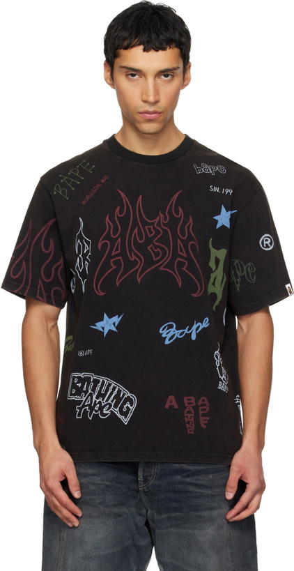 Photo: BAPE Black Overall Print Relaxed Fit T-shirt
