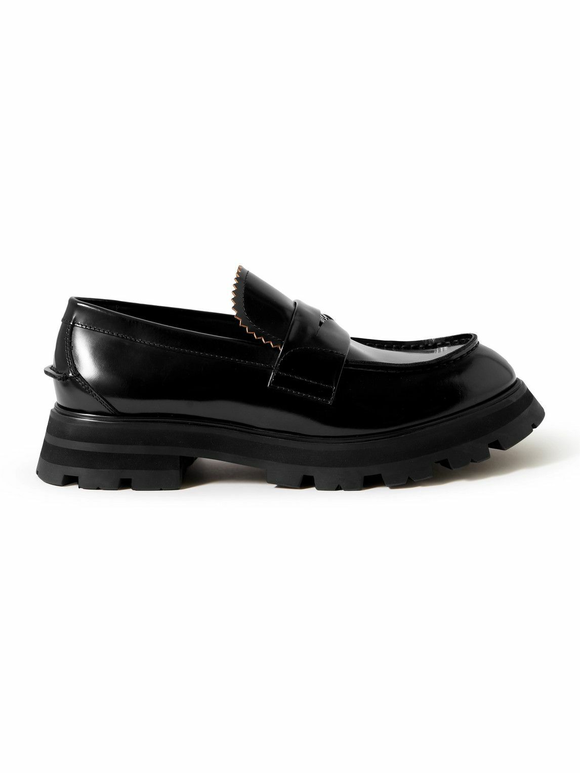 Alexander McQueen - Embellished Polished-Leather Penny Loafers - Black ...