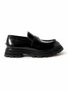 Alexander McQueen - Embellished Polished-Leather Penny Loafers - Black