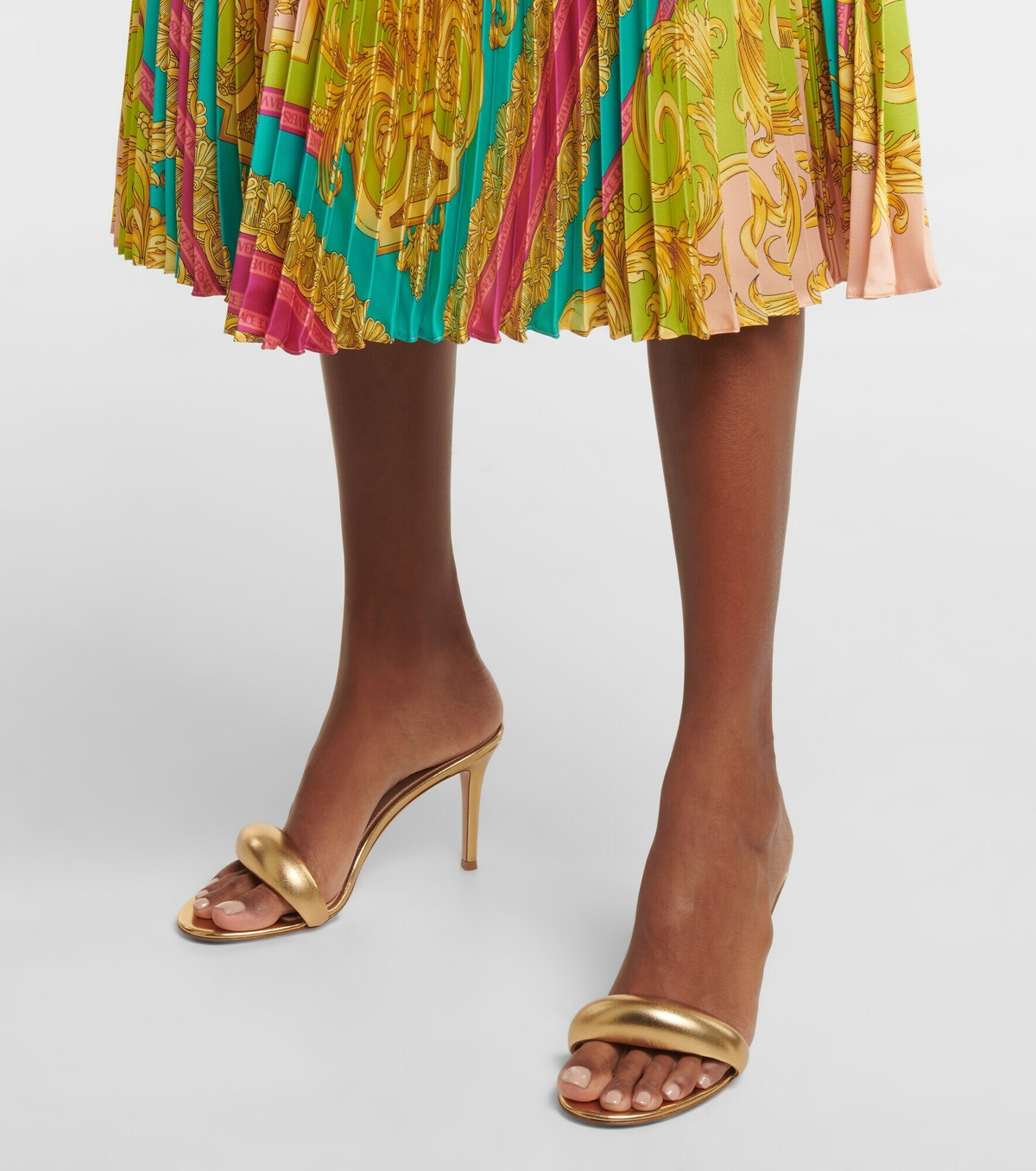 Gianvito Rossi - Bijoux 85 metallic leather mules