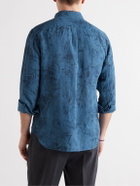 120% - Printed Linen Shirt - Blue