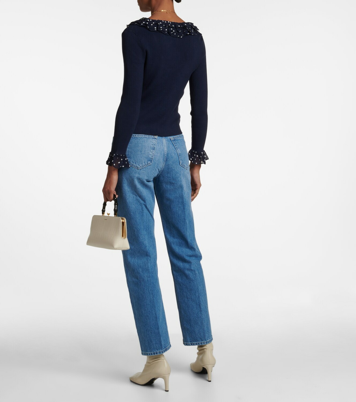 Rixo Laurel ruffle-trimmed knit cardigan
