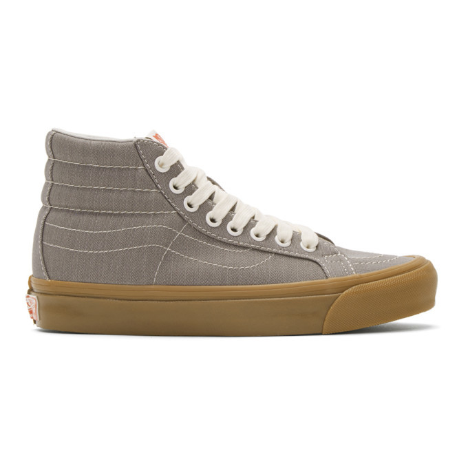 Photo: Vans Grey Herringbone OG Sk8-Hi LX Sneakers