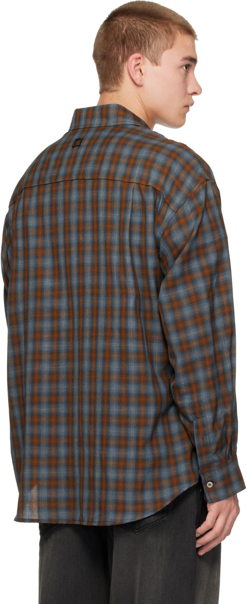 WOOYOUNGMI Navy Gradient Check Shirt