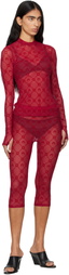 Marine Serre Red Moonogram Mesh Flock Capri Leggings