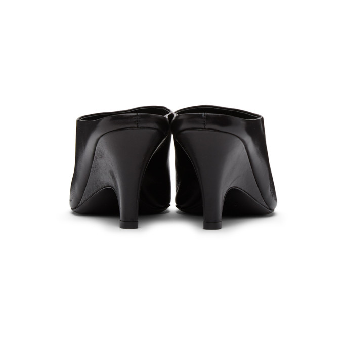 Toteme Black Leather Open Toe Mule Toteme