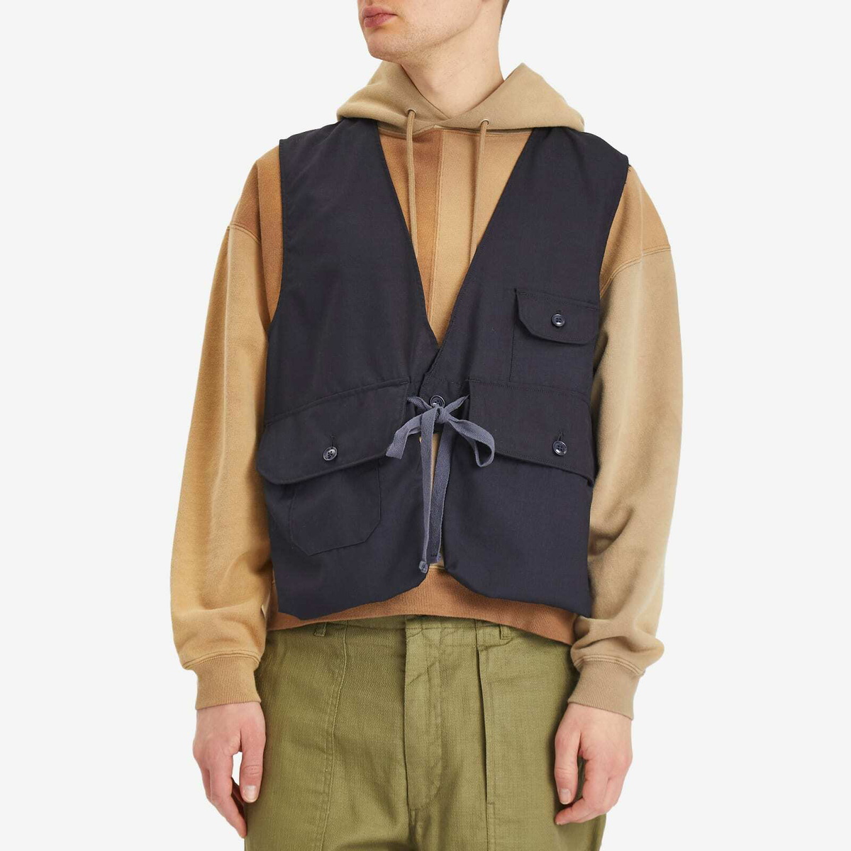 Engineered Garments Men's Fowl Vest in Dark Navy Tropical