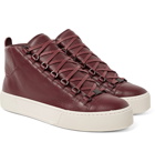 Balenciaga - Arena Full-Grain Leather High-Top Sneakers - Men - Burgundy