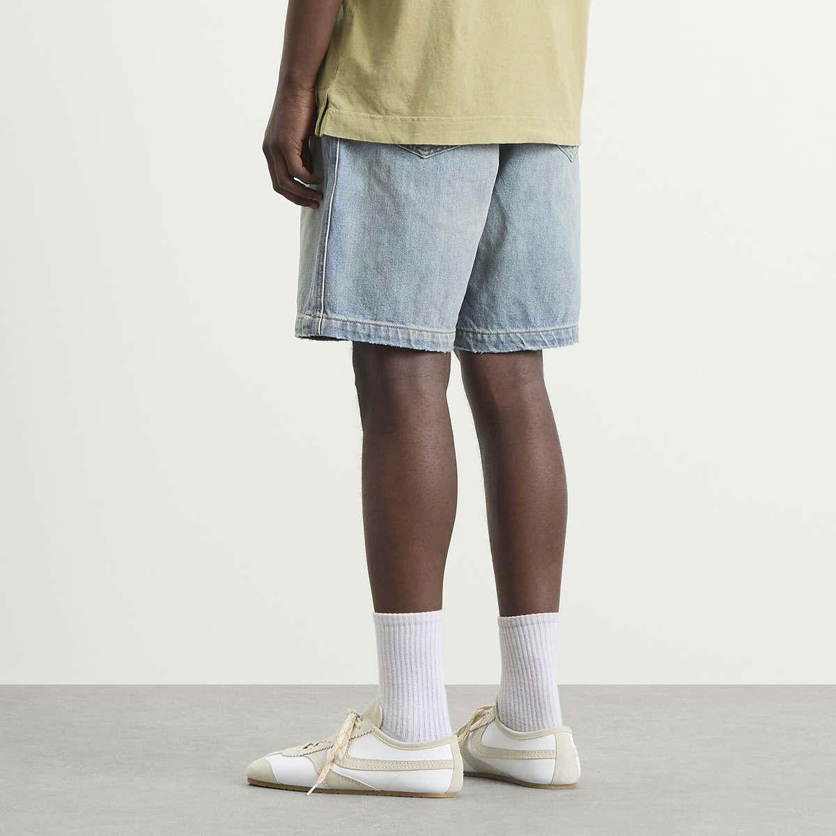 Rhude Men's Boxy Traxedo Denim Shorts in Isla Indigo
