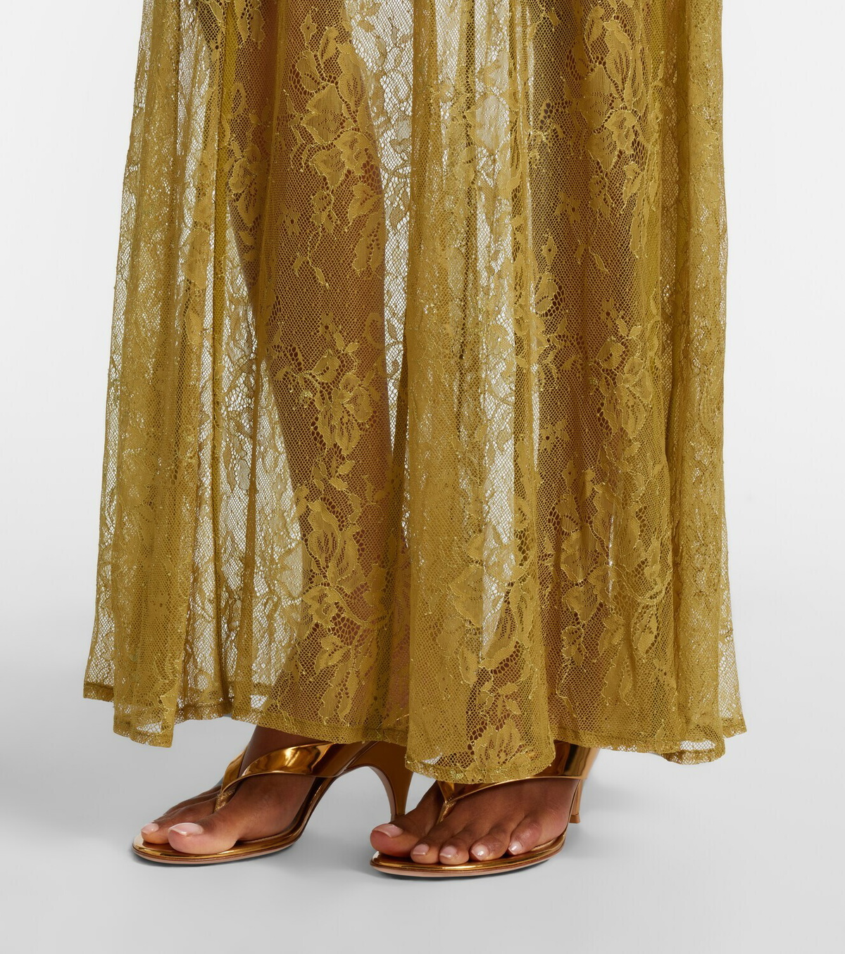 Adriana Degreas Sheer open-back lace maxi dress