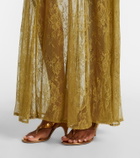 Adriana Degreas Sheer open-back lace maxi dress