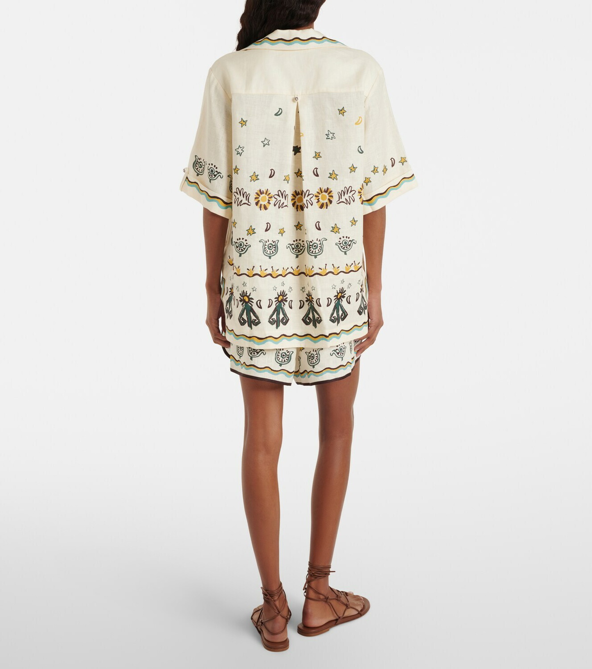 Alémais Sun Dancer printed linen shorts