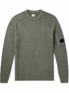 C.P. Company - Logo-Appliquéd Ribbed Sea Island Cotton Sweater - Green