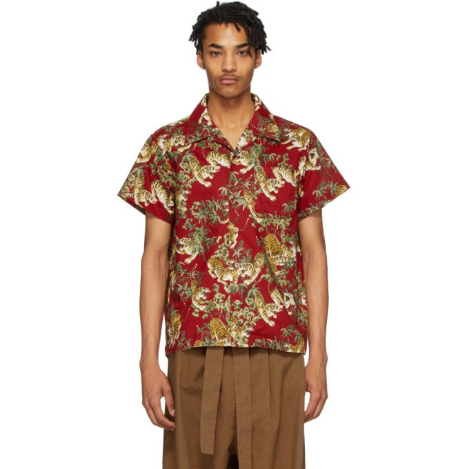 Photo: Naked and Famous Denim Red Japanese Tigers Aloha Shirt