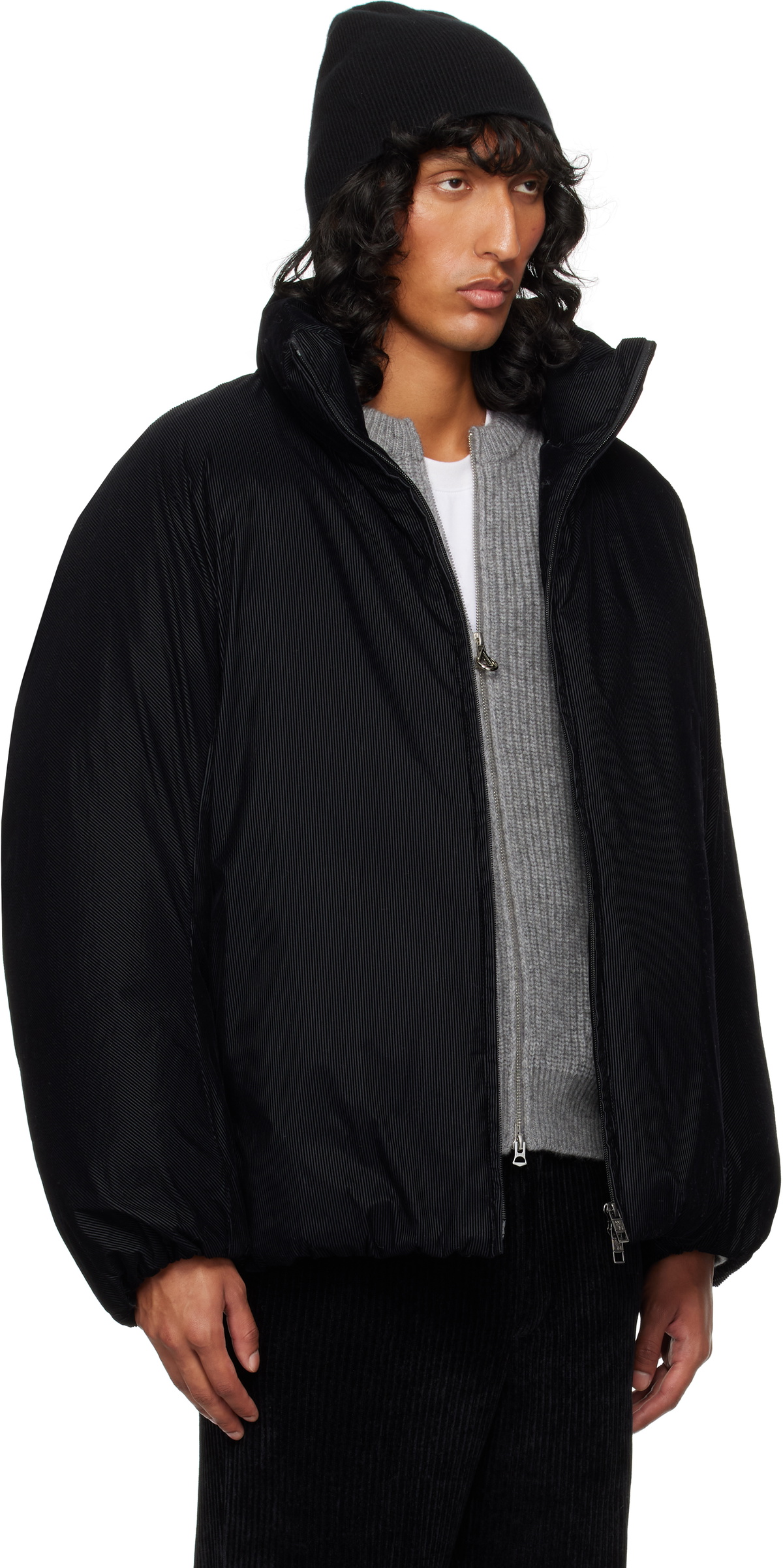 WOOYOUNGMI Black Flocked Down Jacket