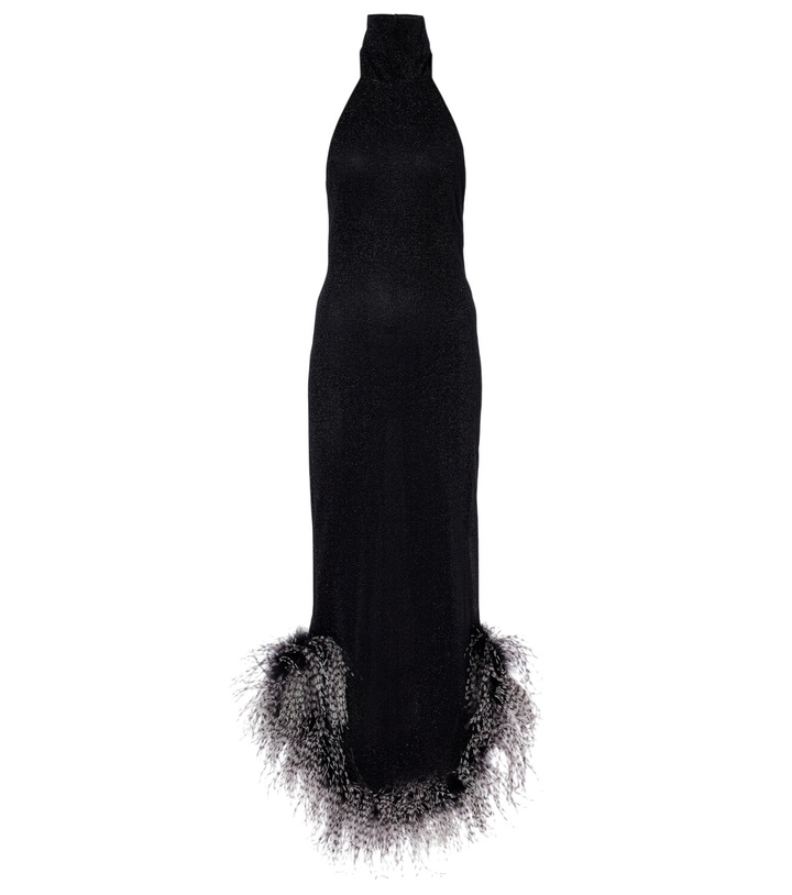 Photo: Oséree Lumière Plumage halterneck maxi dress