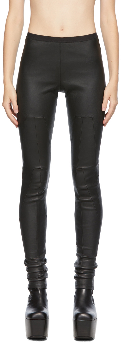 RICK OWENS Stretch leather and cotton-blend leggings