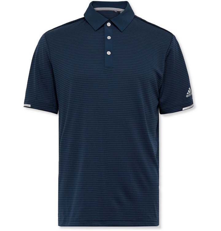 Photo: Adidas Golf - Striped HEAT.RDY Mesh Golf Polo Shirt - Blue