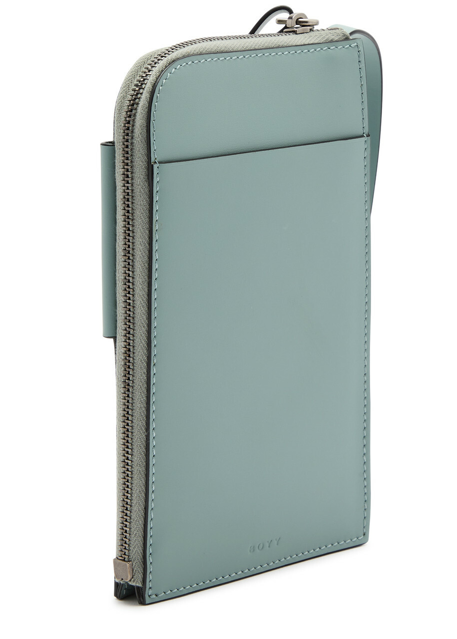 Boyy Buckle Leather Cross-body Phone Case - Light Blue - One Size