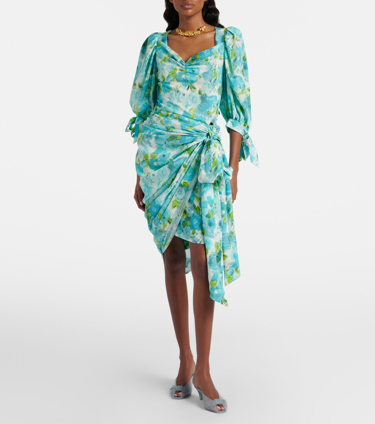 Chloé Draped floral silk minidress