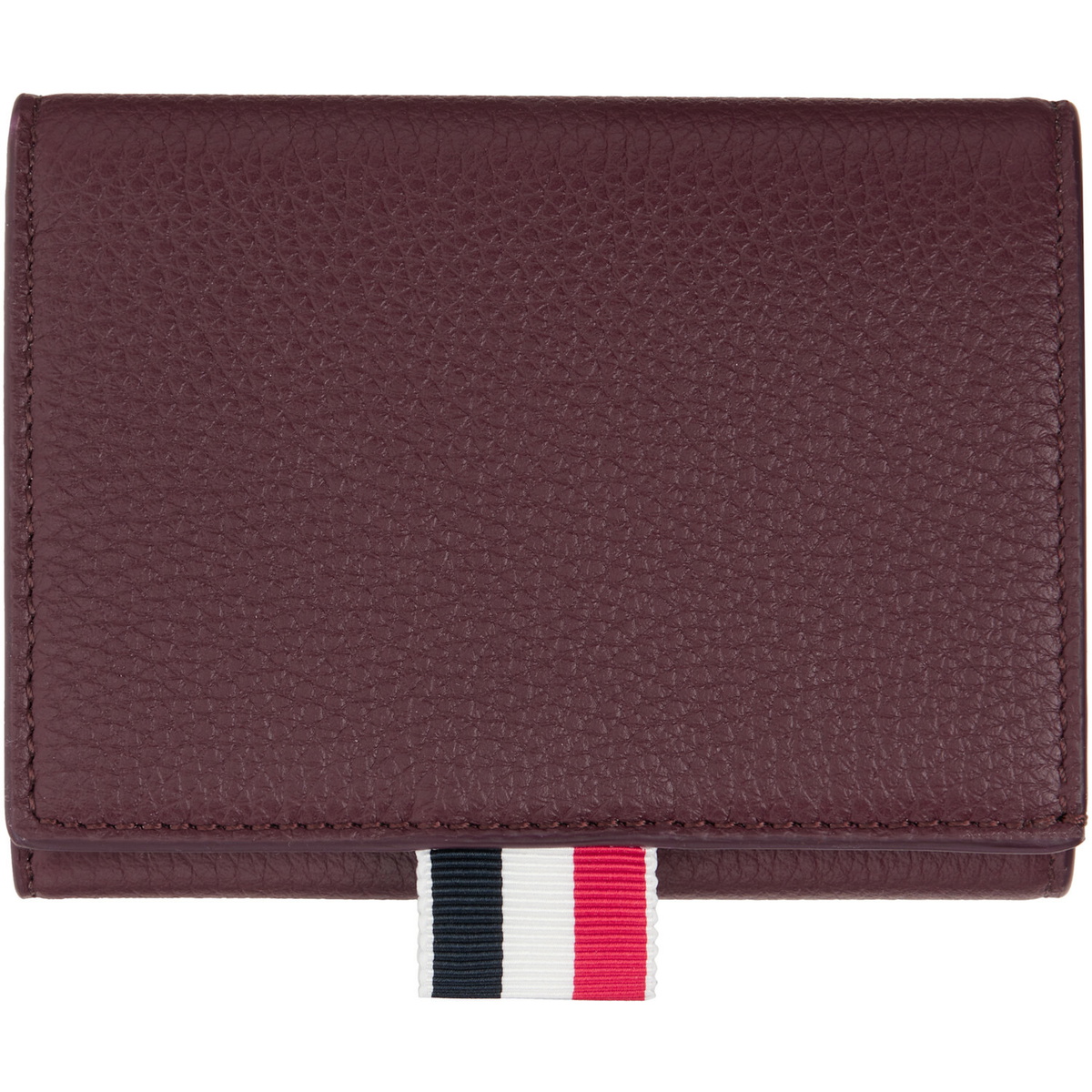 Thom Browne Burgundy Soft Pebble Grain Trifold Wallet