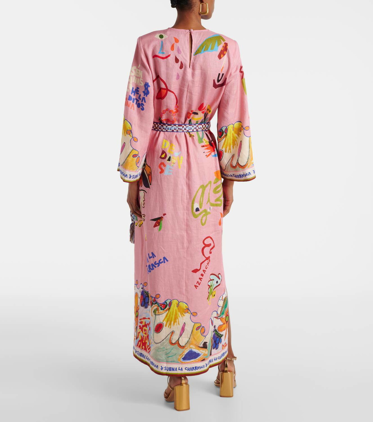 la charrasca midi dress Almais - + Nadia Hernndez La Charrasca belted printed linen midi dress