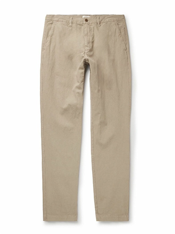 Photo: Hartford - Tyron Slim-Fit Straight-Leg Cotton and Linen-Blend Trousers - Neutrals