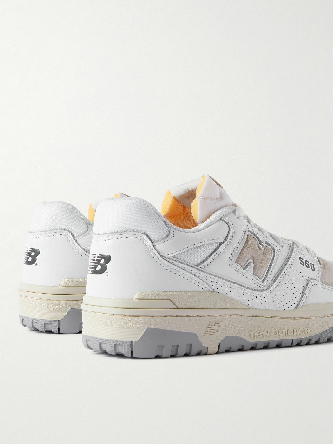 New Balance Rips New Balance - 550 Perforated Leather, Suede and Mesh Sneakers - White ...