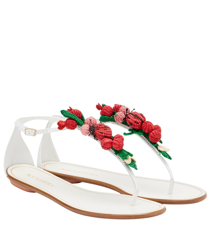 Photo: Aquazzura Botanica raffia-effect thong sandals