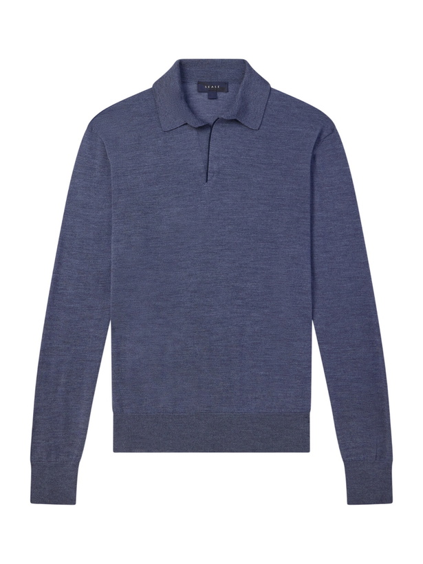 Photo: SEASE - Lasca Virgin Wool Polo Sweater - Blue