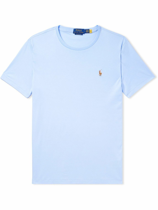 Photo: Polo Ralph Lauren - Logo-Embroidered Cotton-Jersey T-Shirt - Blue